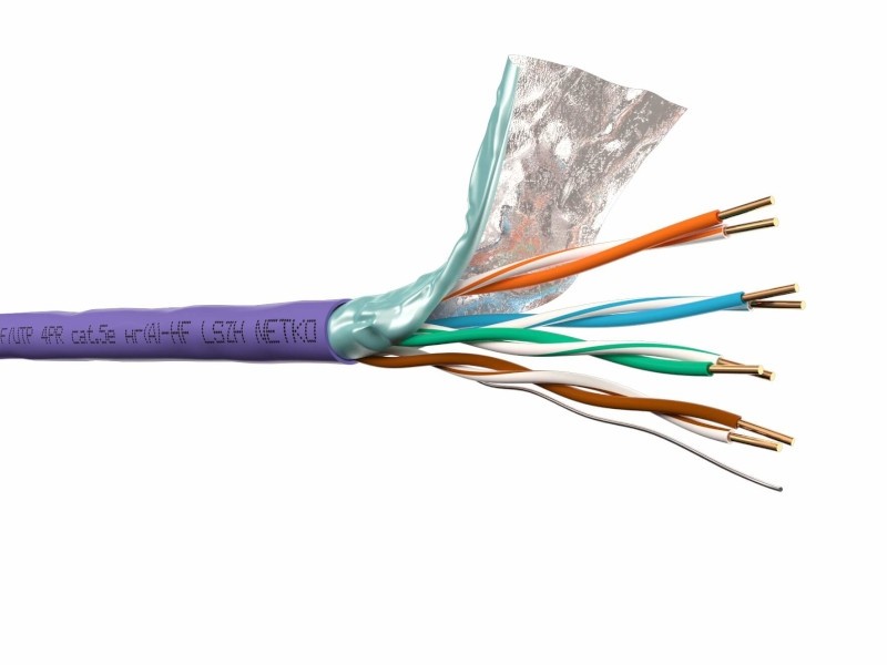 Кабель F/UTP 4 (FTP4) cat.5e, 4 пары 24 AWG BC, экранированный, 305м, нг(А)-HF LSZH - малодымный, не содержащий галогенов; фиолетовый; одножильный, FLUKE TEST, NETKO Expert СКС