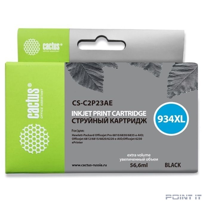 Cactus C2P23AE Картридж №934XL для HP DJ Pro 6230/6830 черный