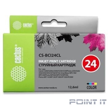 Cactus BCI-24CL набор картриджей для Canon S200/S200x/S300/S330/S330/Photo i250/i320/i350/i450/i455/i470D/i475D/SmartBase MPC190/200 Photo/MP360/370/390/Pixma MP110/130/iP1000/iP1500/, многоцветный