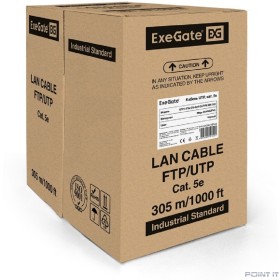 Exegate EX256749RUS Кабель UTP 4 пары кат.5e Exegate 100% медь, 24AWG, внешн. прокладка, без троса, бухта 305м, черн., PE