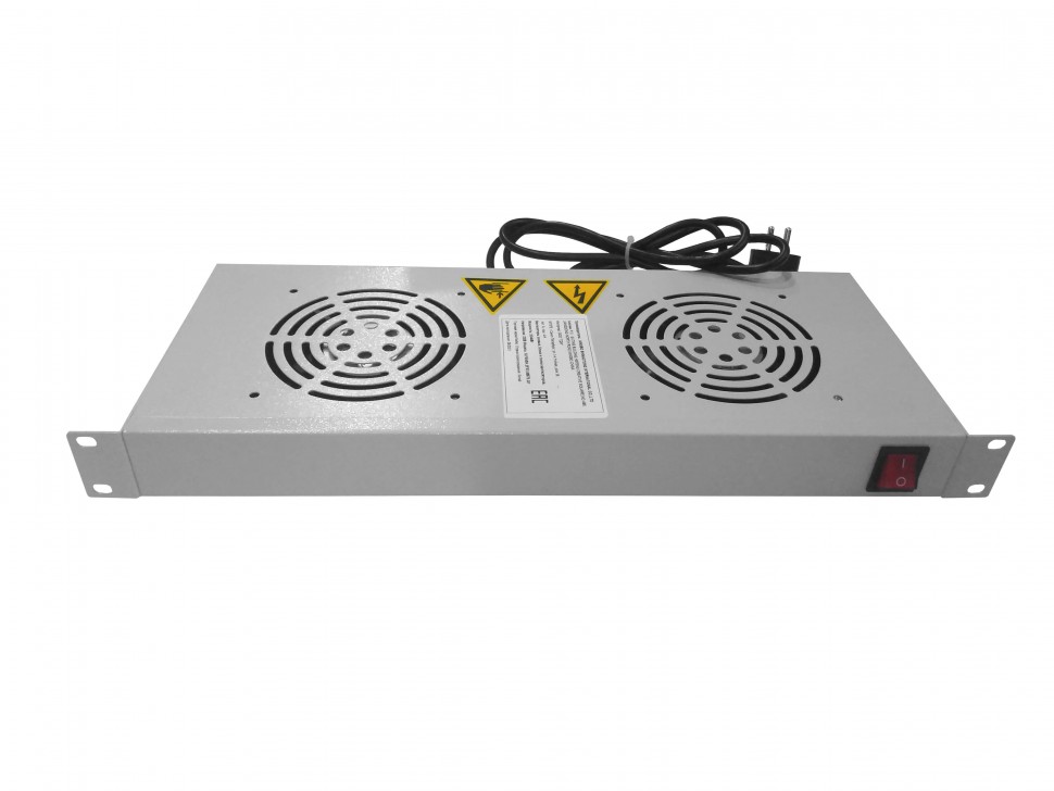 Полка вентиляторная 19 1U/2 вентилятора, с кабелем, серая, Netko