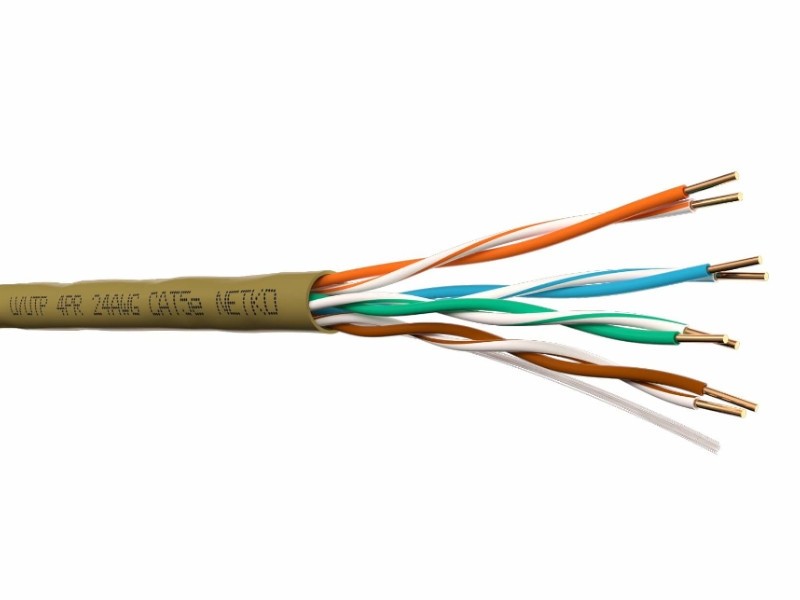 Кабель U/UTP4 cat.5e, 4 пары 24 AWG BC, 305м, цвет бежевый, одножильный, FLUKE TEST, NETKO Expert СКС