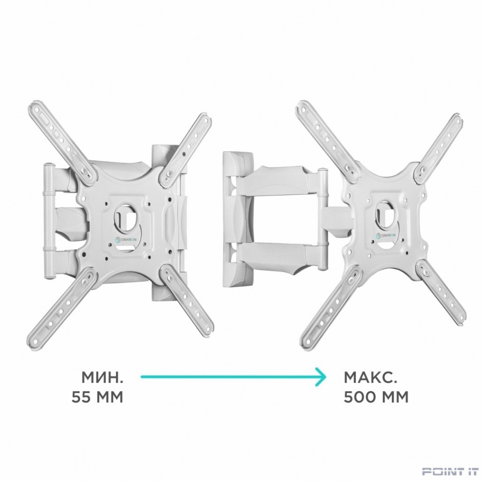 ONKRON M4 белый Для телевизоров диагональю 32"-55" Максимальная нагрузка: 35 кг VESA: 100x100, 200x100, 200x200, 200x300, 200x400, 300x200, 300x300, 300x400, 400x200, 400x300, 400x400 мм